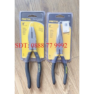 Combo 2 kềm nhọn, kềm răng 8inch pretul -22609 22627