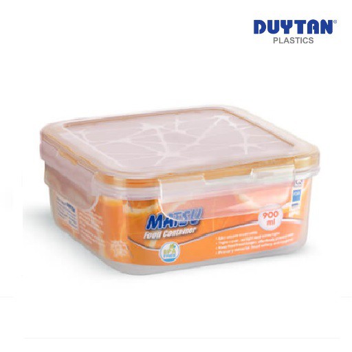 Hộp Nhựa Vuông Đựng Thực Phẩm Duy Tân Matsu dung tích 900ml (15.6 x 15.6 x 6.8 cm)