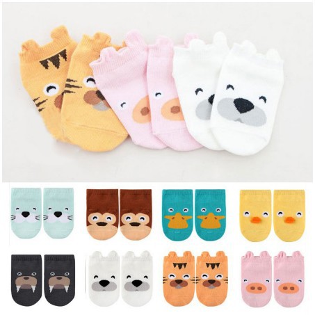 [Giá hot] Combo 5 đôi tất chống trơn trượt Kid socks cổ ngắn tất hình thù ngộ nghĩnh chống trượt