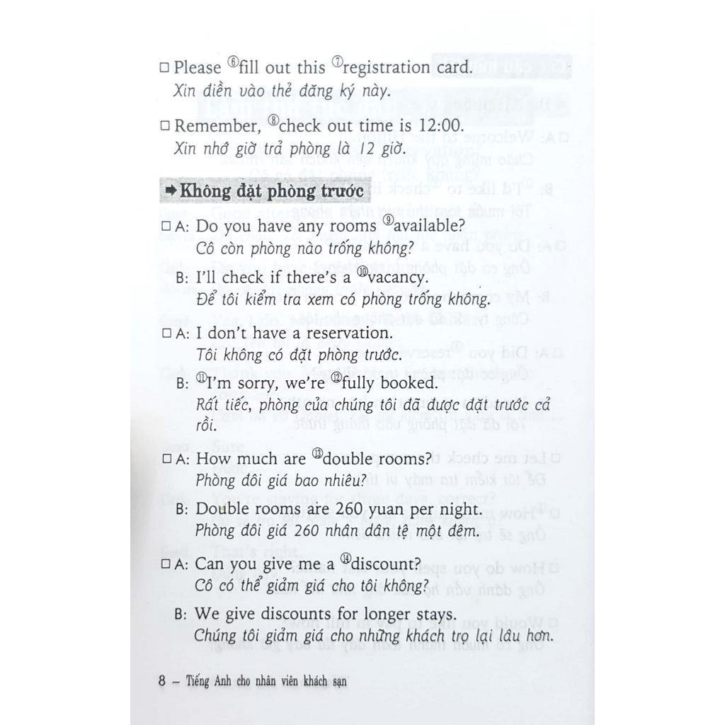 Sách Tiếng Anh Cho Nhân Viên Khách Sạn - Sách Bỏ Túi