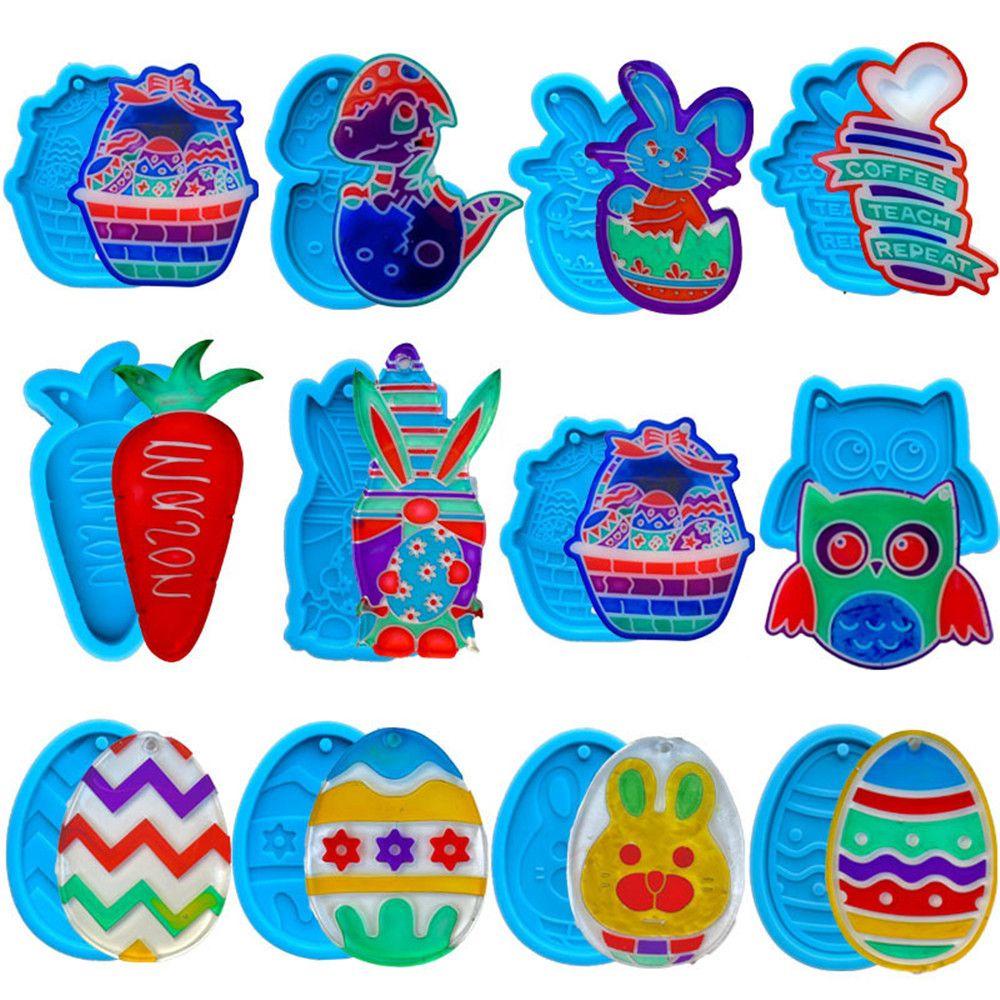 Khuôn Silicone Tạo Hình Làm Mặt Dây Chuyền Hình Thỏ Phục Sinh