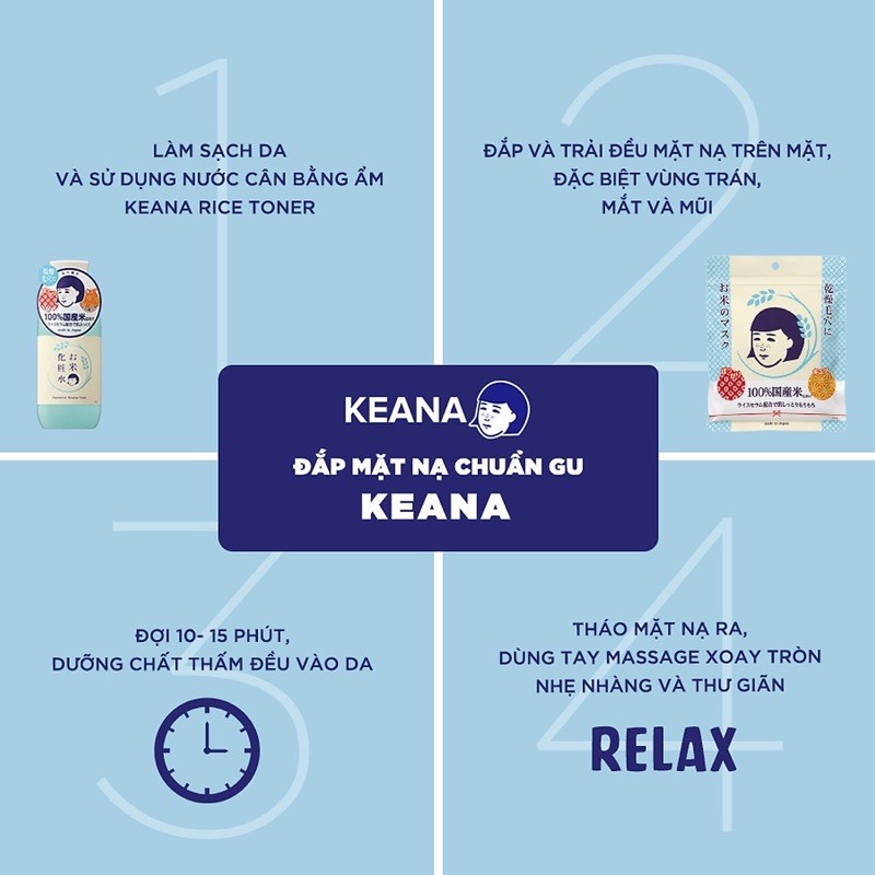 Mặt Nạ Cám Gạo Dạng Đắp Keana Rice Mask 165ml/10 Miếng