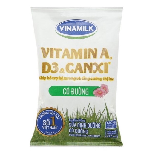 Thùng sữa Vinamilk 48 bịch * 220ml(Vitamin A, D3, Canxi) Có đường