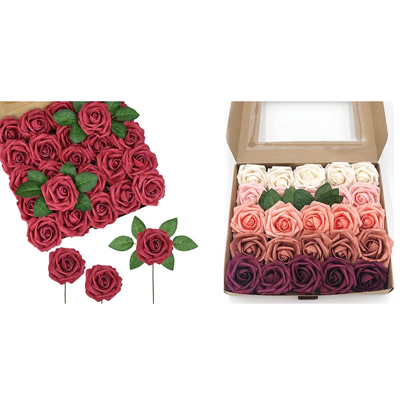 Bộ 10 Bông Hoa Hồng Giả 8CM Trang Trí Bánh Kem