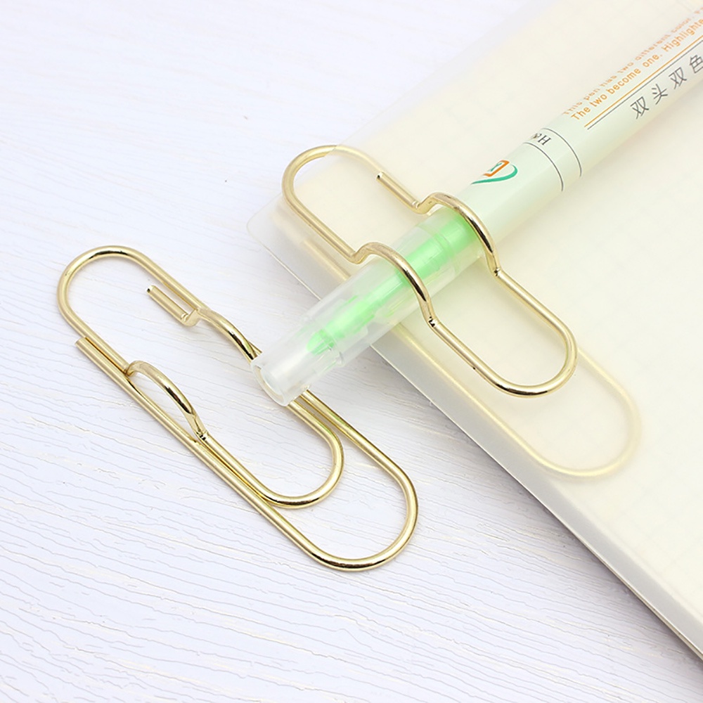 Set 10 Kẹp Giữ Bút / Giấy Ghi Chú Bằng Kim Loại Màu Vàng Kim Đa Ứng Dụng
