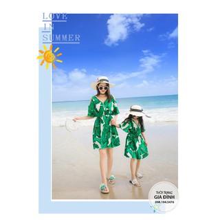 Set đồ gia đình váy cổ V