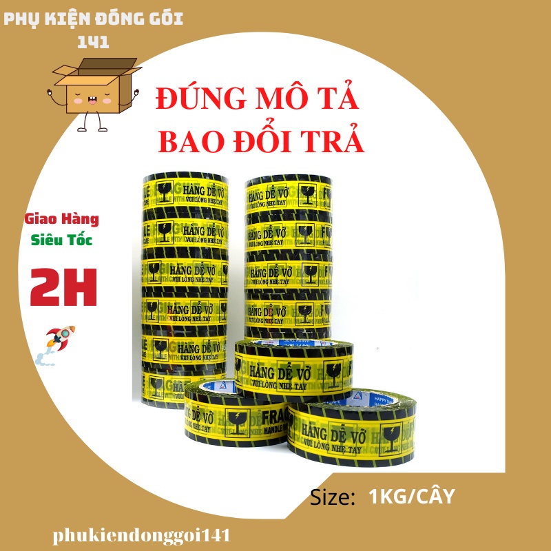 Băng keo hàng dễ vỡ 1kg (6 cuộn/cây) chất lượng cao đóng gói hàng hóa