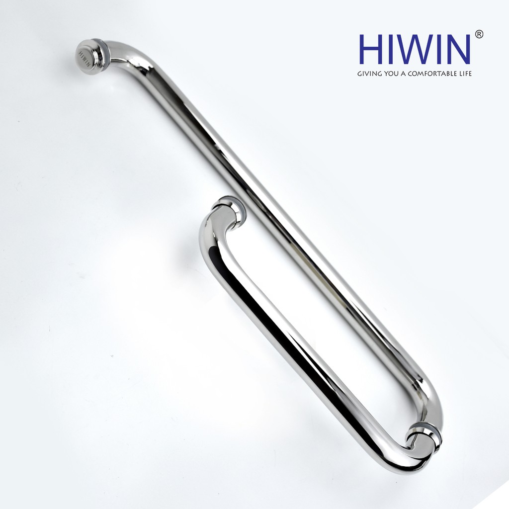 Tay nắm cửa vách tắm kính bo tròn inox 304 chống gỉ mặt gương Hiwin HD-600 (300*500)