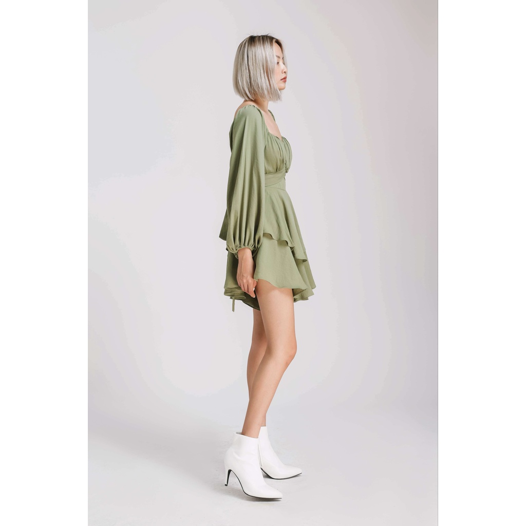 DETALY - Jumpsuit thắt nơ sau Vita màu xanh rêu D26035-1