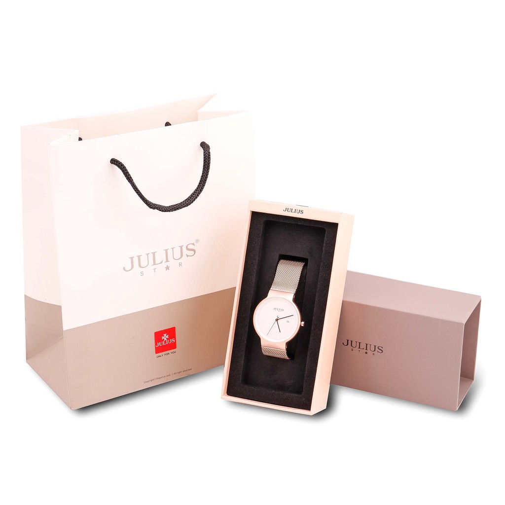 Đồng hồ nam Julius Star Hàn Quốc JS-009MB dây thép (Đồng)