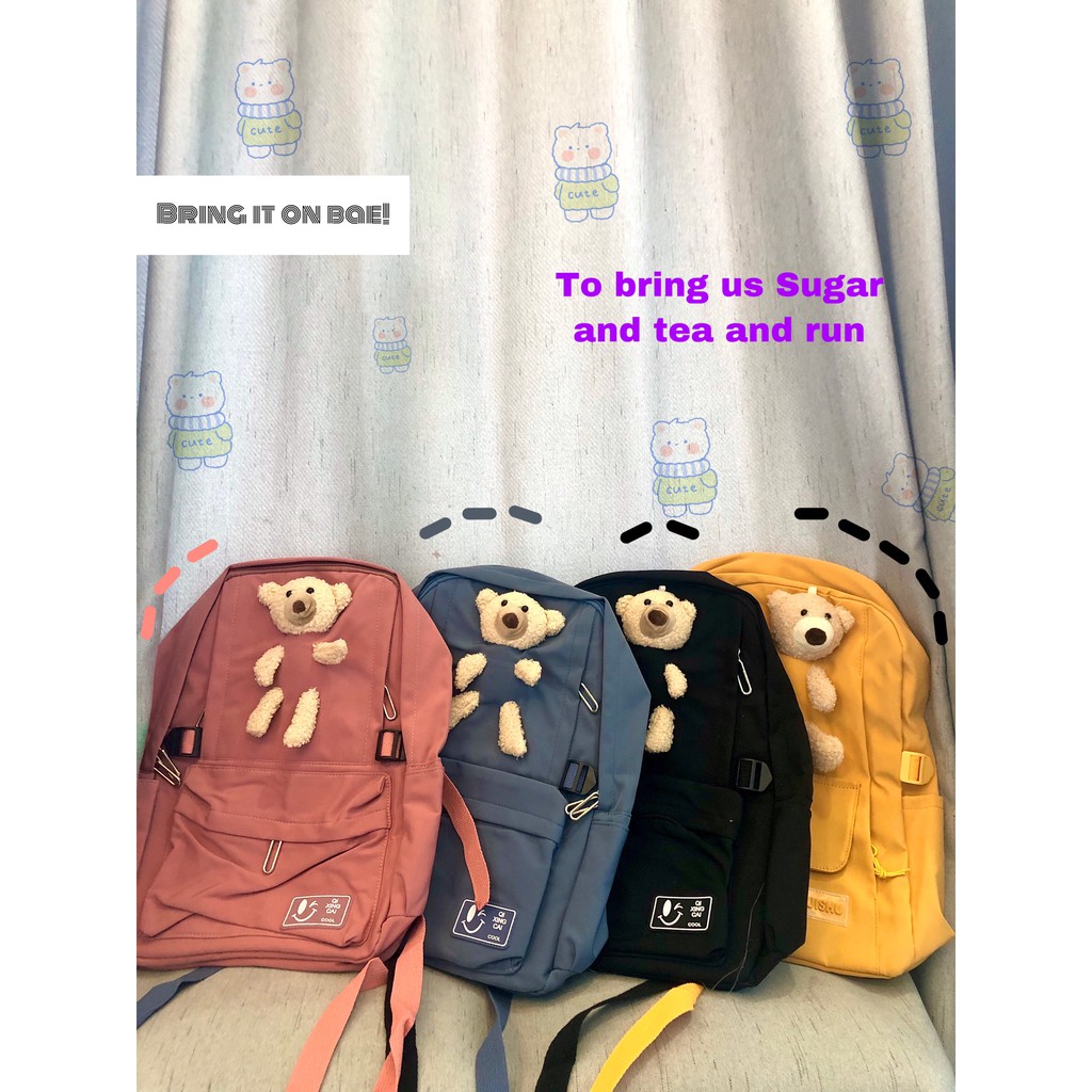 Cặp Học Sinh🎒 Balo Nữ 🎒 FREE SHIP🎒 Balo Học Sinh Gấu Siêu Đáng Yêu, Vải Chống Thấm (ẢNH+VID THẬT)