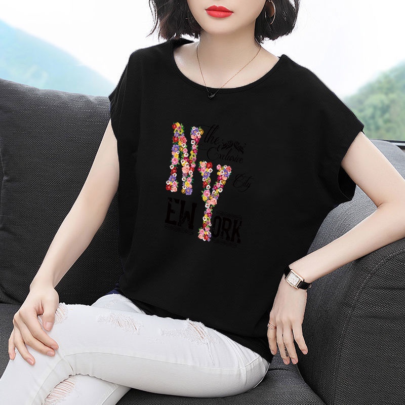 Áo Kiểu cotton Dáng Rộng Màu Trơn Thời Trang Mùa Hè Cho Phụ Nữ Trung Niên