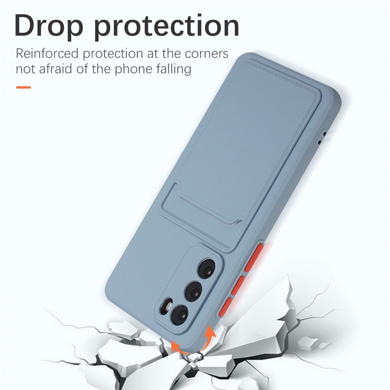 Ốp Điện Thoại Màu Tương Phản Có Ngăn Đựng Thẻ Cho Vivo V21E 4G 5G V20 Y73S 2021 Y20 Y20I Y12S Y20S Y11S Y12A Y21 Y21S Y33S