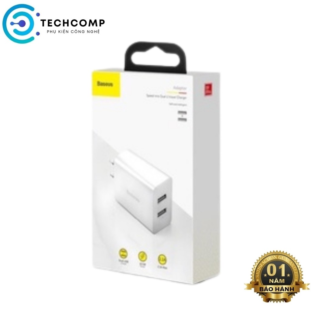 Cốc sạc/Củ sạc nhanh BASEUS 2 cổng USB 10.5W 5V 2A cho IPad iPhone 11 Pro X 8 7 Plus Xs Max Samsung Xiaomi- chính hãng