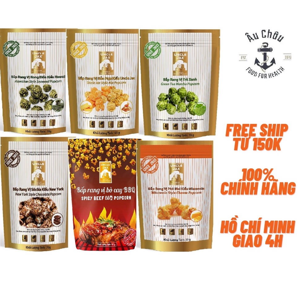 Bắp rang bơ Uncle Jax American Popcorn đủ loại caramel, phô mai ít calo kiểu Mỹ gói khủng lồ