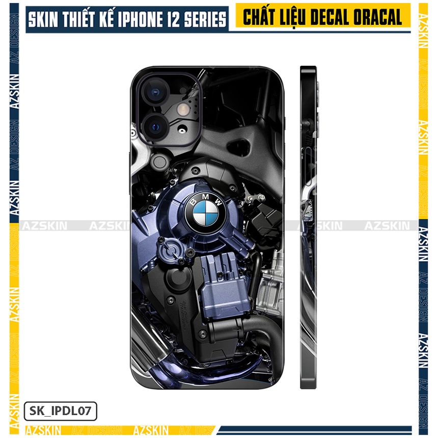 Miếng Dán IPhone 12Mini - 12 Pro Max Động Cơ BMW Độc Lạ |SK_IPDL07| Film Oracal Chính Hãng, Dán Full Lưng Viền IPhone