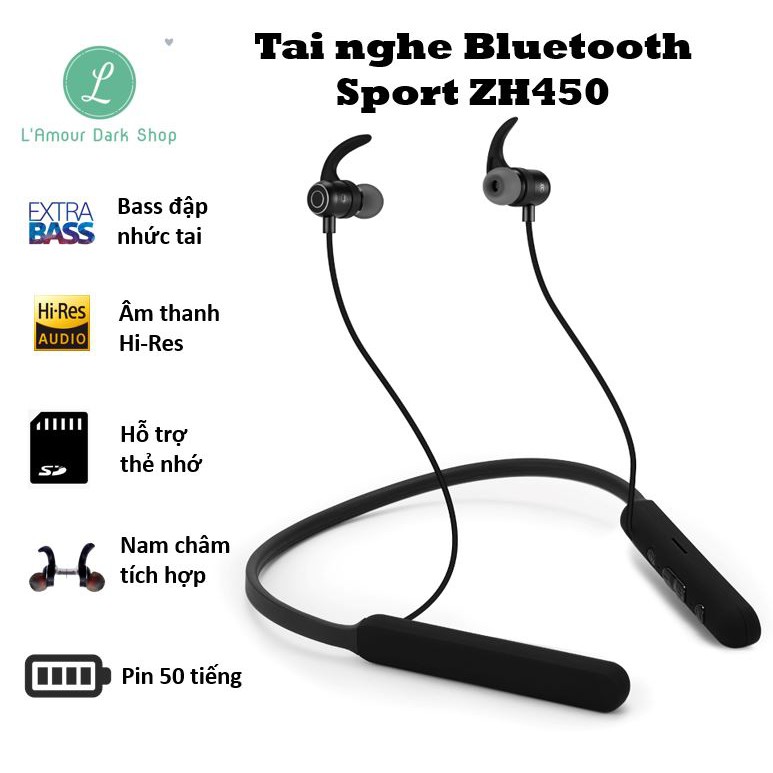 Tai nghe thể thao Bluetooth 5.0 ZH450 - Pin 50 tiếng - Cao cấp