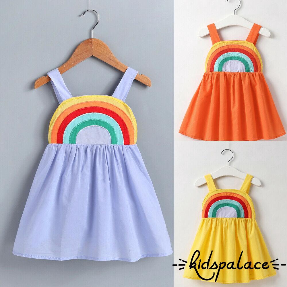 Đầm Sát Nách Màu Cầu Vồng Cho Bé Gái