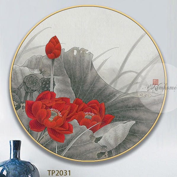 Hoa Sen Cực Đẹp - Tranh Canvas - Tranh Tròn Hoa Sen