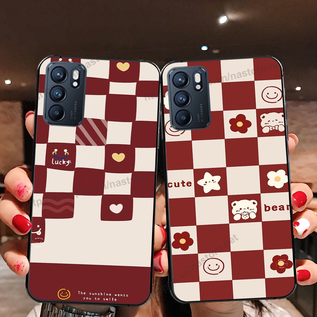 Ốp lưng Oppo Reno6 / Reno6 Z 5G / Reno 6 trái tim hình gấu cute cá tính, giá rẻ, cực bền