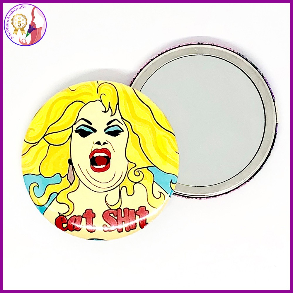 Gương trang điểm mini happy smile hand mirror