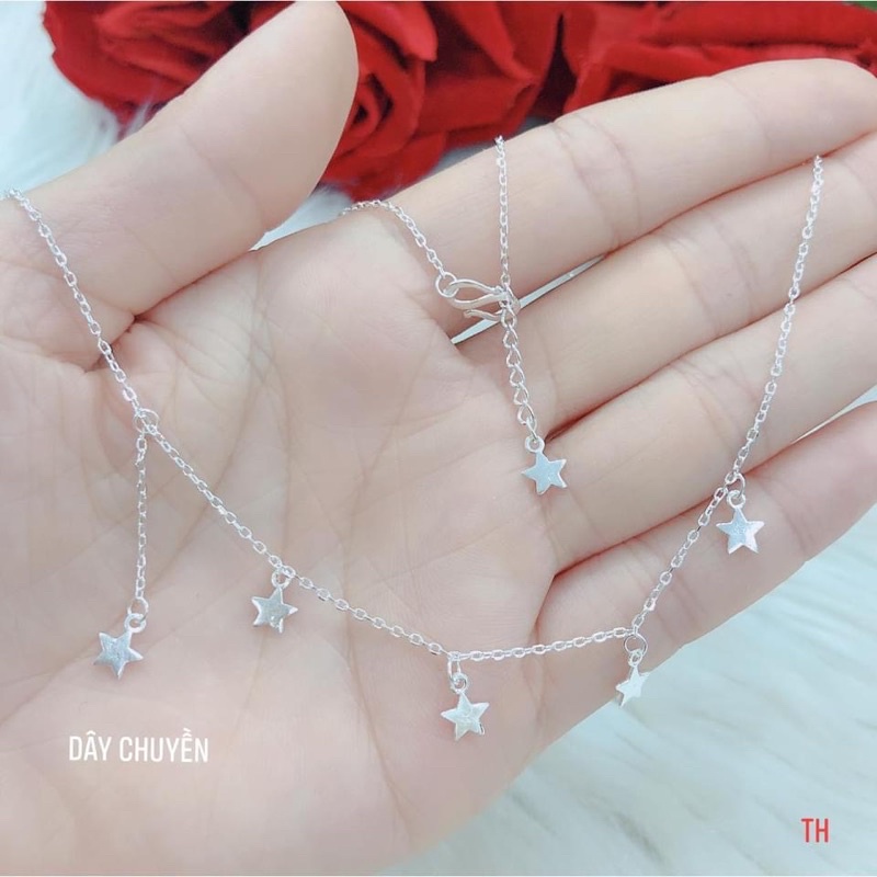 Dây chuyền choker dải ngôi sao chuẩn bạc ta nguyên chất (có ảnh thật)