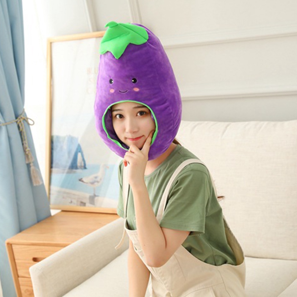 Mũ Trùm Đầu Hình Dưa Hấu / Xương Rồng / Hoa Hướng Dương / Trái Cây Nhồi Bông Mềm Mại