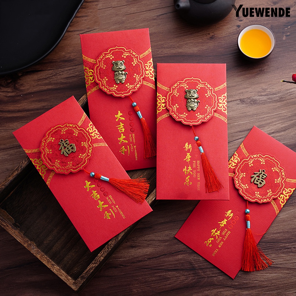 Set 2 bao lì xì đỏ truyền thống Trung Hoa 2022