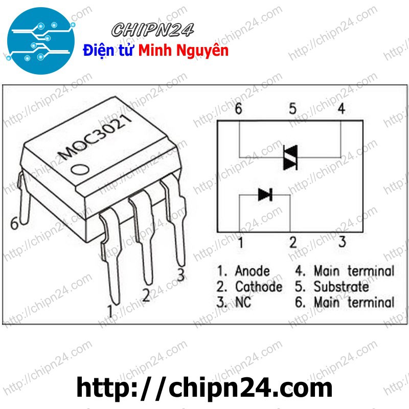 [2 CON] Opto MOC3021 DIP-6 TRẮNG