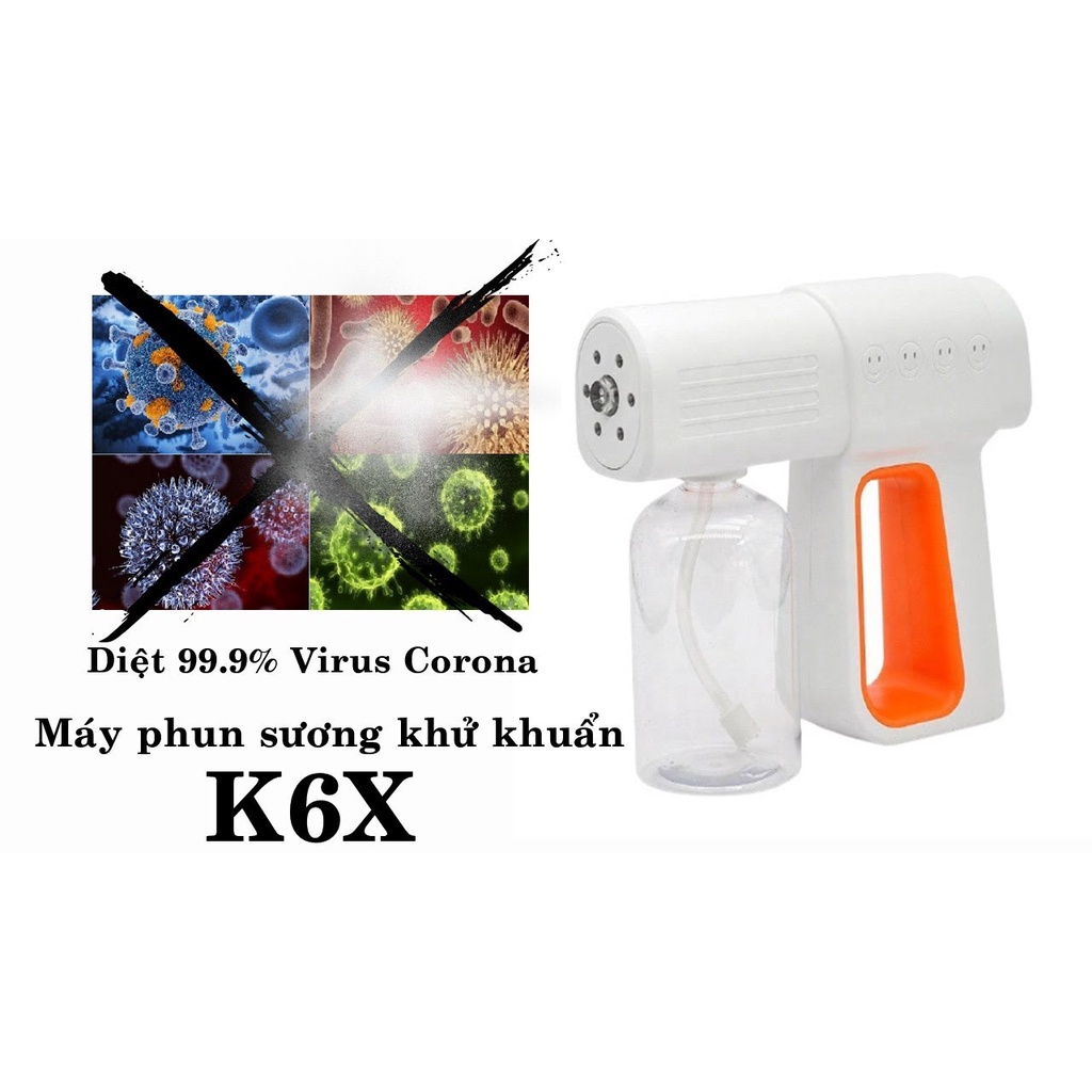 Súng Xịt Khuẩn Cầm Tay K6X Nano Cồn Cao Cấp Có Đèn Hông Ngoại Diệt Khuẩn Phun Khử Khuẩn Nano Máy Xịt Khử Khuẩn Cầm Tay