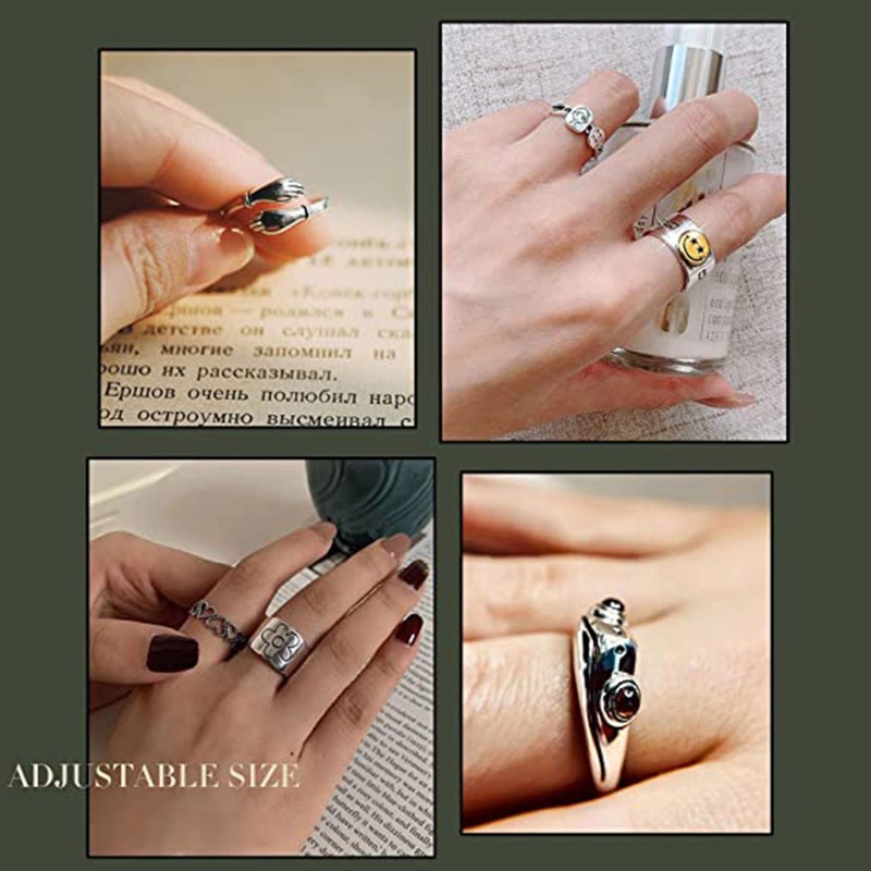 Set Nhẫn Hở Mạ Vàng Y2k Hình Rắn Phong Cách Bohemian Thời Trang Cho Nam Và Nữ