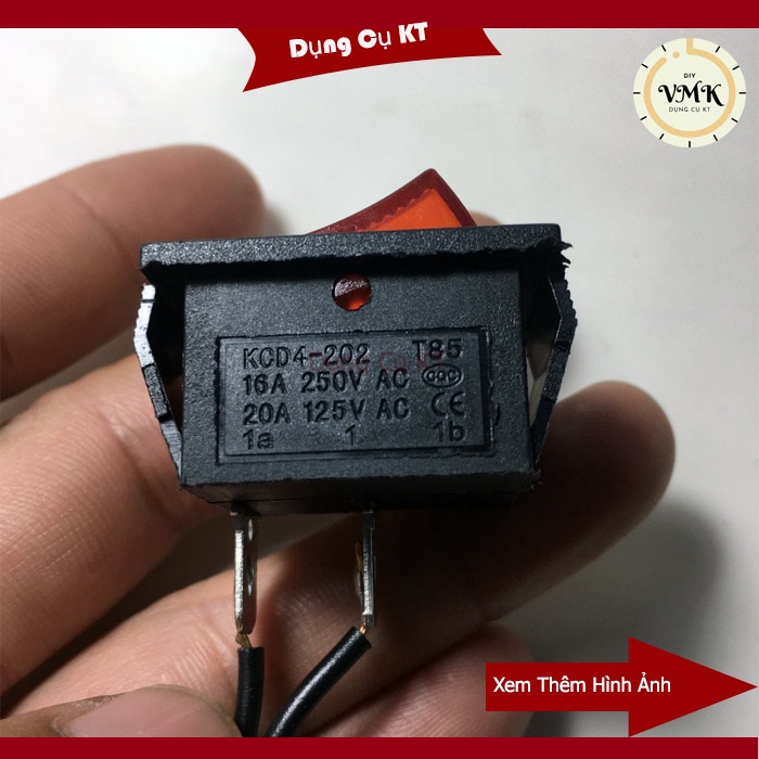 Công tắc bập bênh 250V 16A 2 chân hàn dây sẵn