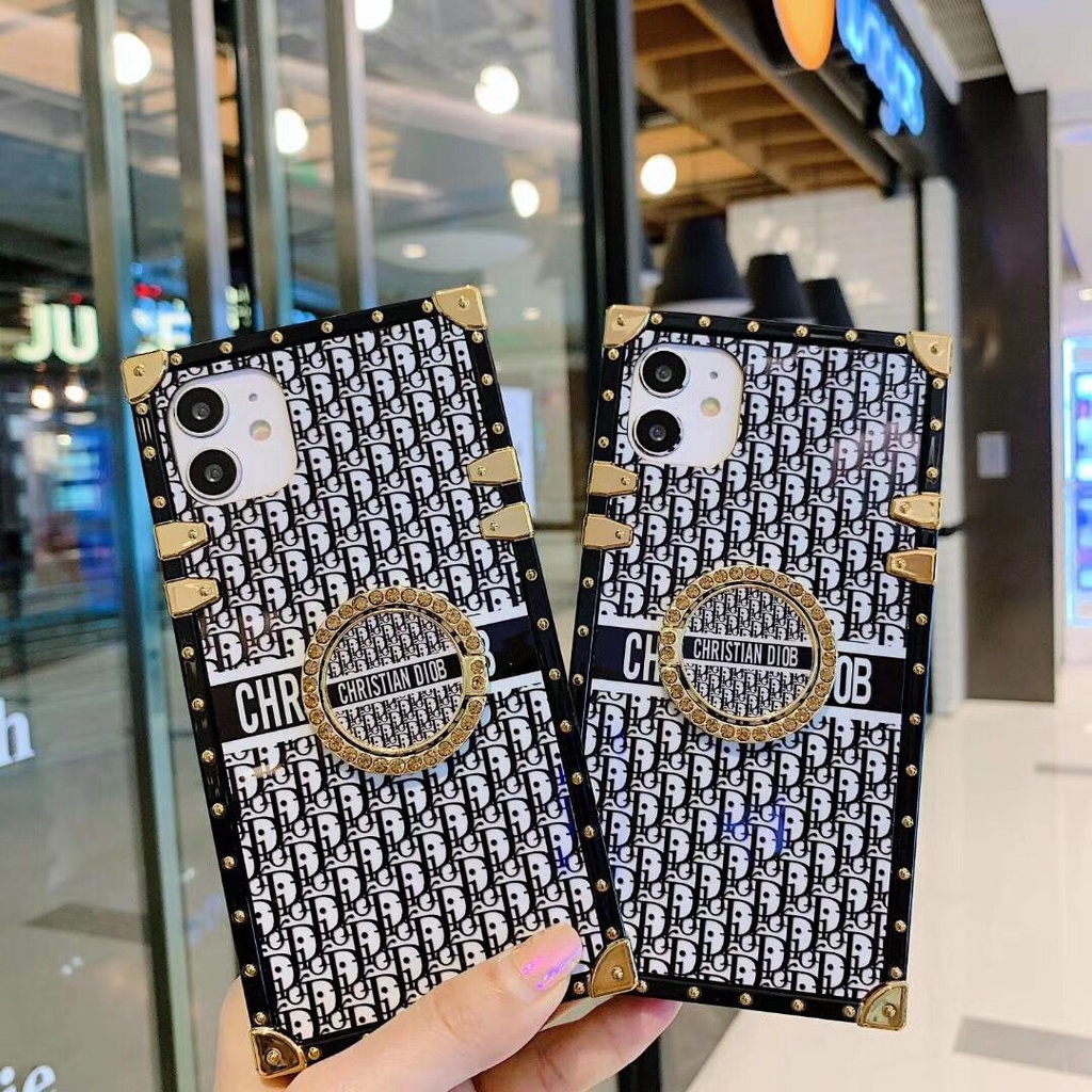 Ốp Lưng HìNh Vuông Có NhẫN Đỡ Cho iPhone 13 12 Mini 6 6S 7 8 Plus X XS MAX 11 Pro MAX