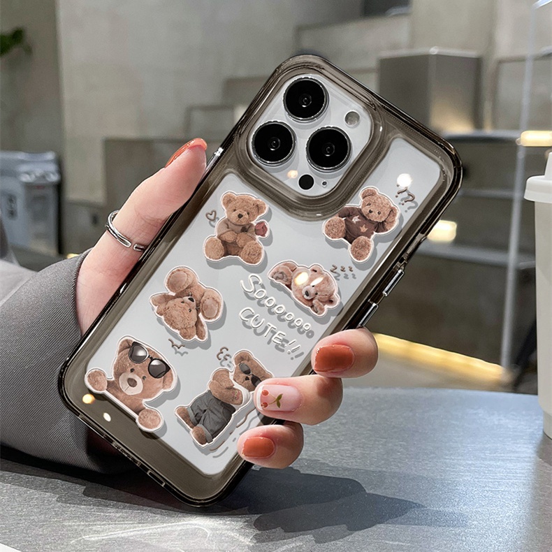 Ốp Điện Thoại Silicon Trong Suốt Hình Gấu Dễ Thương Chống Sốc Cho IPhone 14 13 12 11 Pro Max XS X XR 8 7 Plus 6S