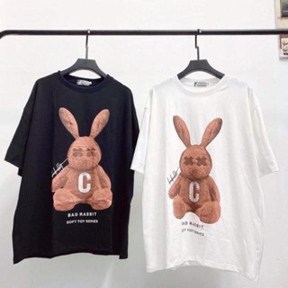 1hitshop áo thun unisex, áo phông form rộng, áo thun in hình bad rabbit brown
