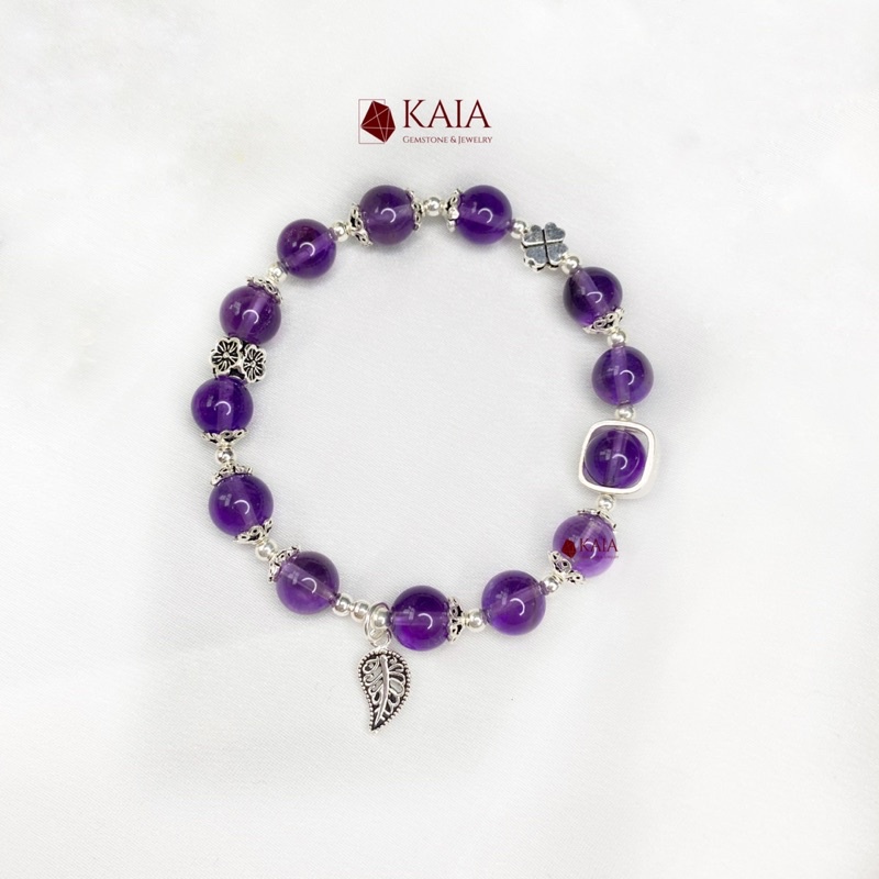 Vòng tay phong thuỷ Amethyst Lavender cỏ bốn lá may mắn bạc 925 - KAIA