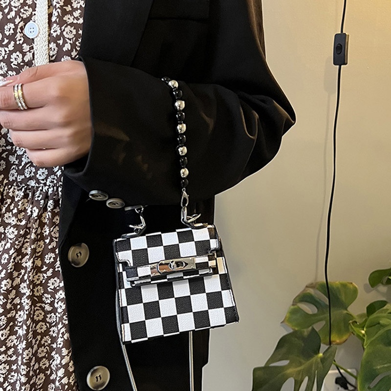 IELGY Túi Đeo Chéo Vai Có Dây Xích Đính Ngọc Trai Thời Trang Dành Cho Nữ