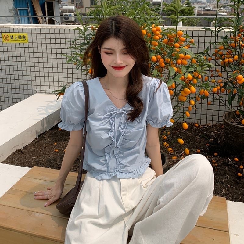 Áo Kiểu Tay Dài Cổ Vuông Phong Cách Vintage 2021 Cho Nữ