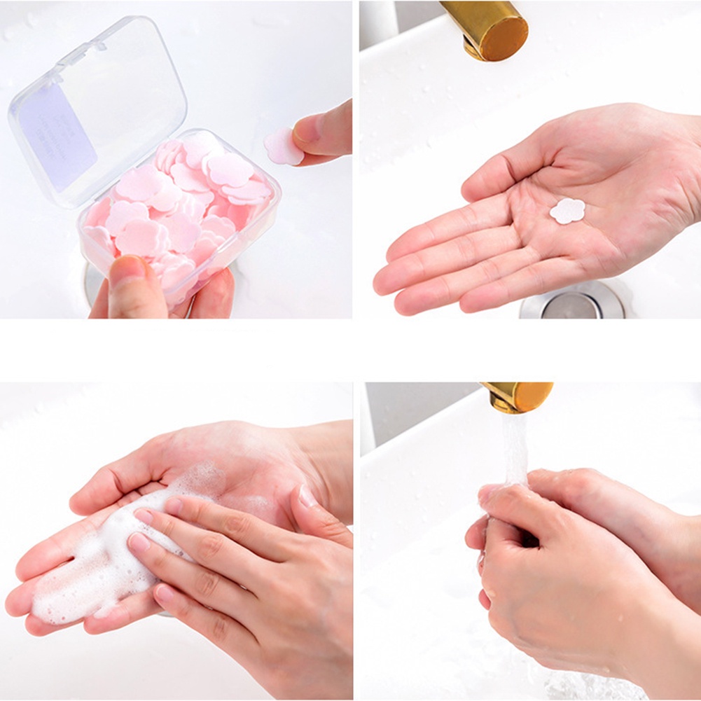 1 Hộp Xà Phòng Giấy Hình Bông Hoa Màu Sắc Ngọt Ngào Tiện Dụng