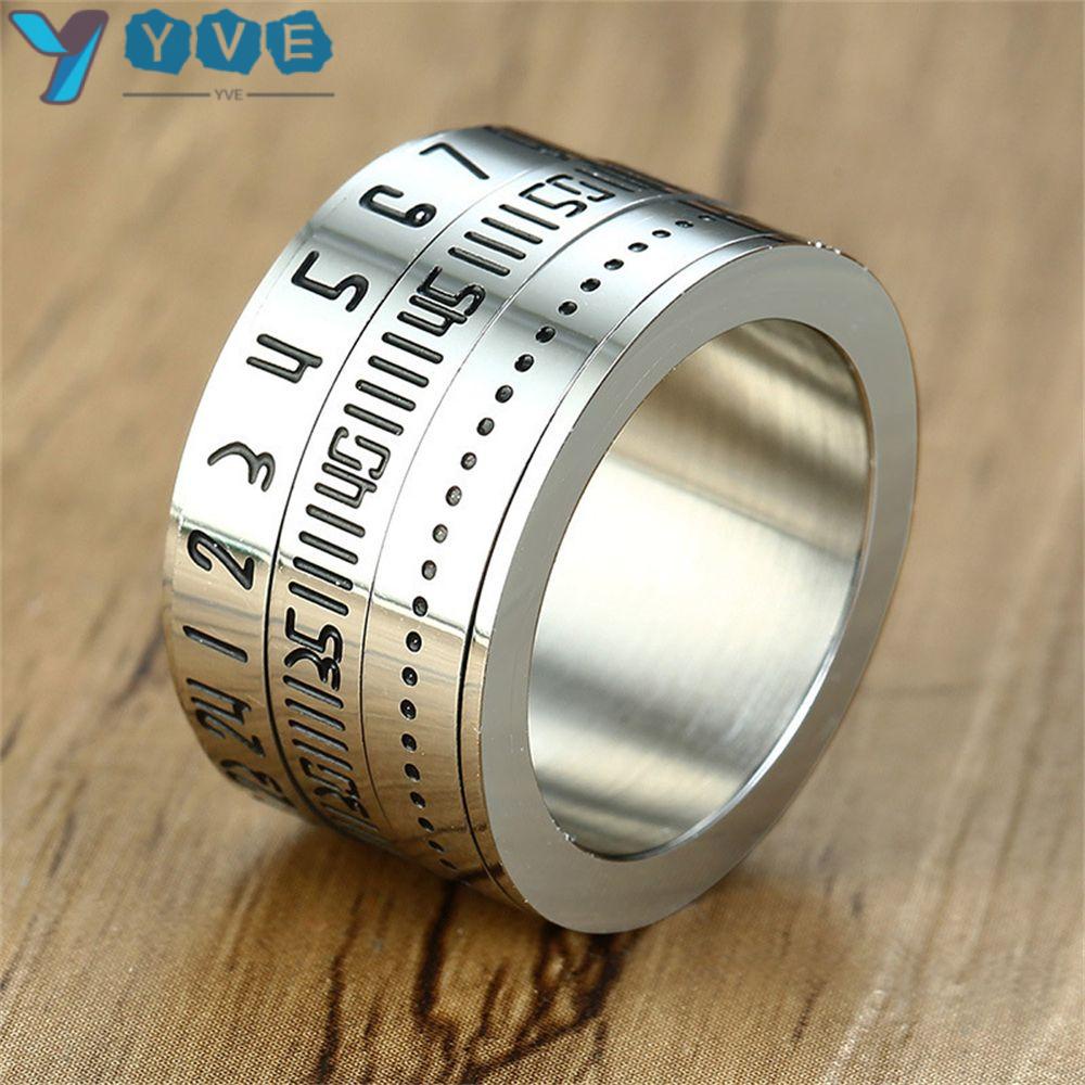 Nhẫn xoay số La Mã cổ điển có thể xoay 3 phần thời trang cho nam