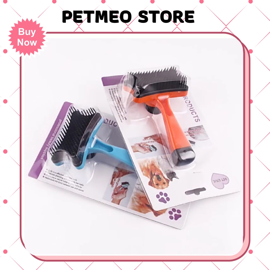 Lược chải lông mèo, gỡ rối lông có nút bấm - PETMEO