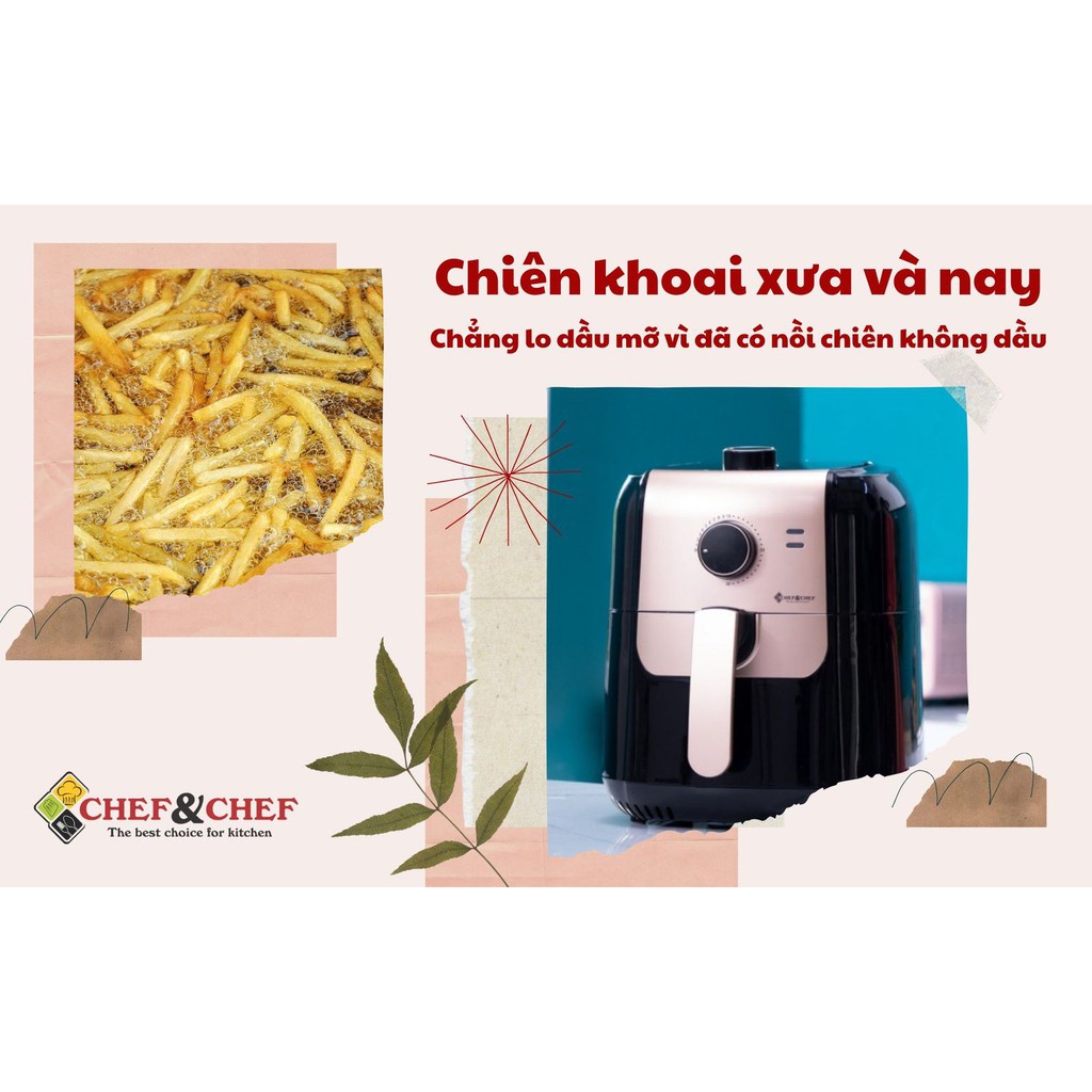 NỒI CHIÊN KHÔNG DẦU CHEF&amp;CHEF 7,7L/7,7 Lít YJ-706S/ 6,5L/ 5,5L BẢO HÀNH 12 THÁNG{TẶNG CHỔI QUÉT DẦU}