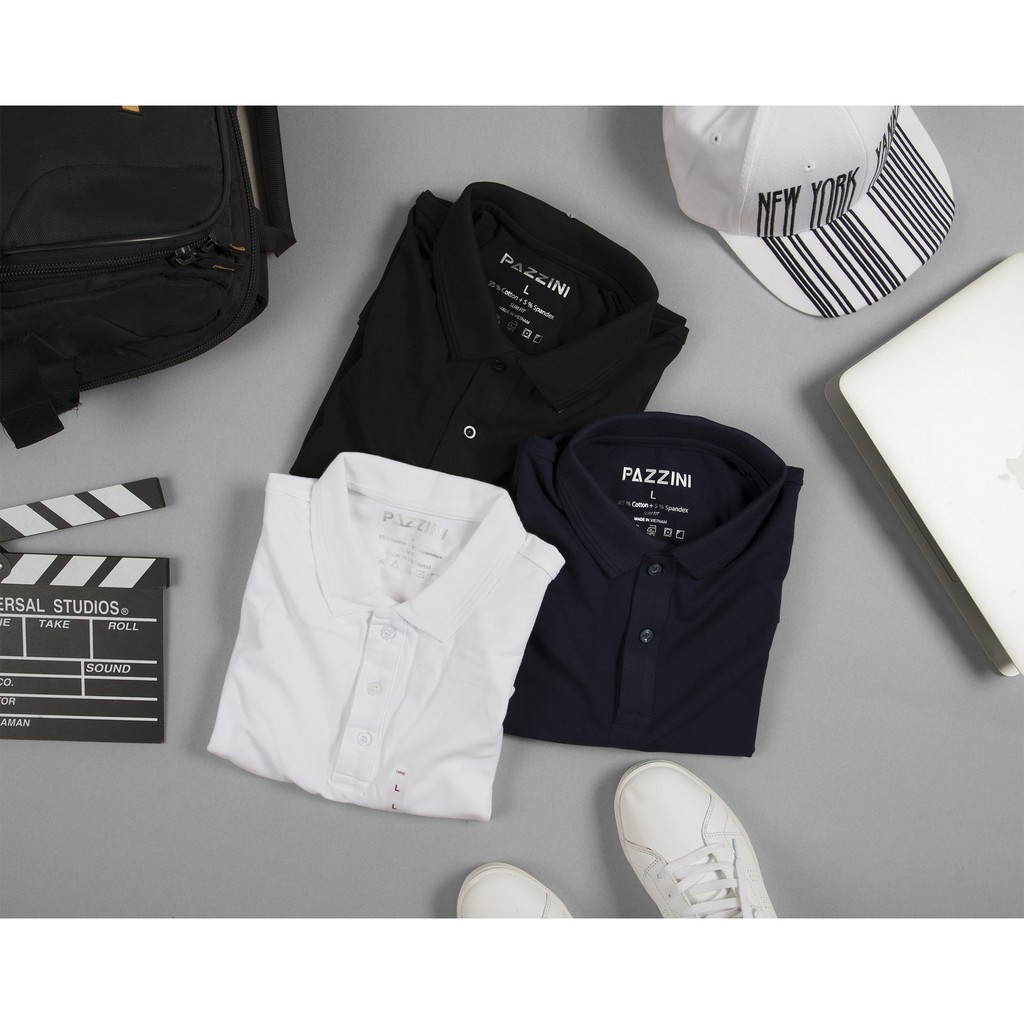 Áo thun nam cổ bẻ POLO PAZZINI thun cotton 100% co giãn 4 chiều mềm ,mát | BigBuy360 - bigbuy360.vn