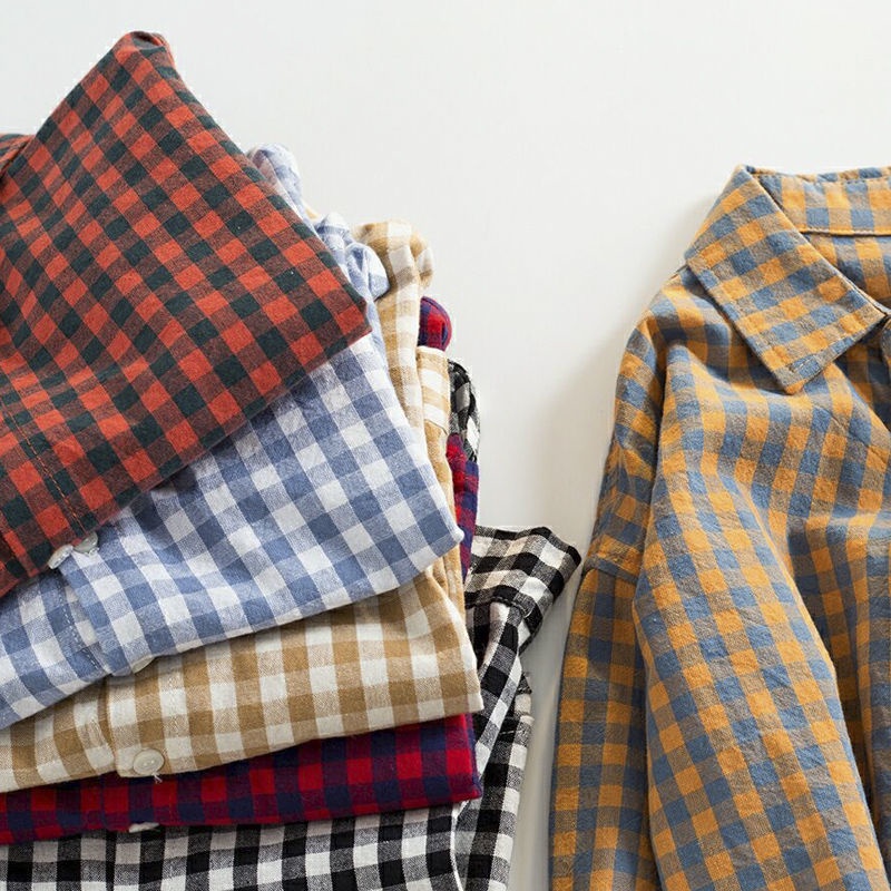 Áo Sơ Mi caro cho bé trai vải Cotton Sọc Ca Rô Thời Trang Thu Xuân Dành Cho Trẻ em