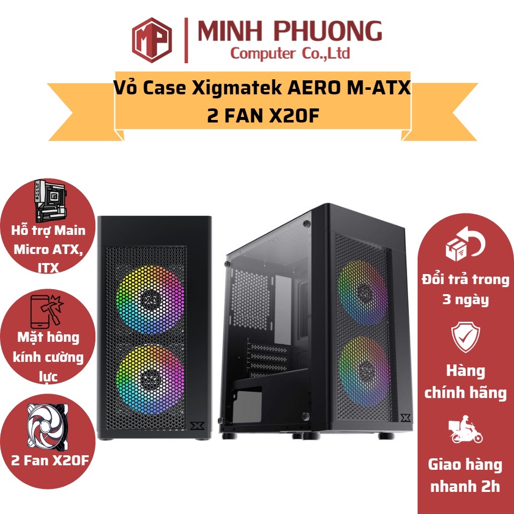 Vỏ case XIGMATEK AERO 2F M-ATX Kính cường lực 2 FAN X20F