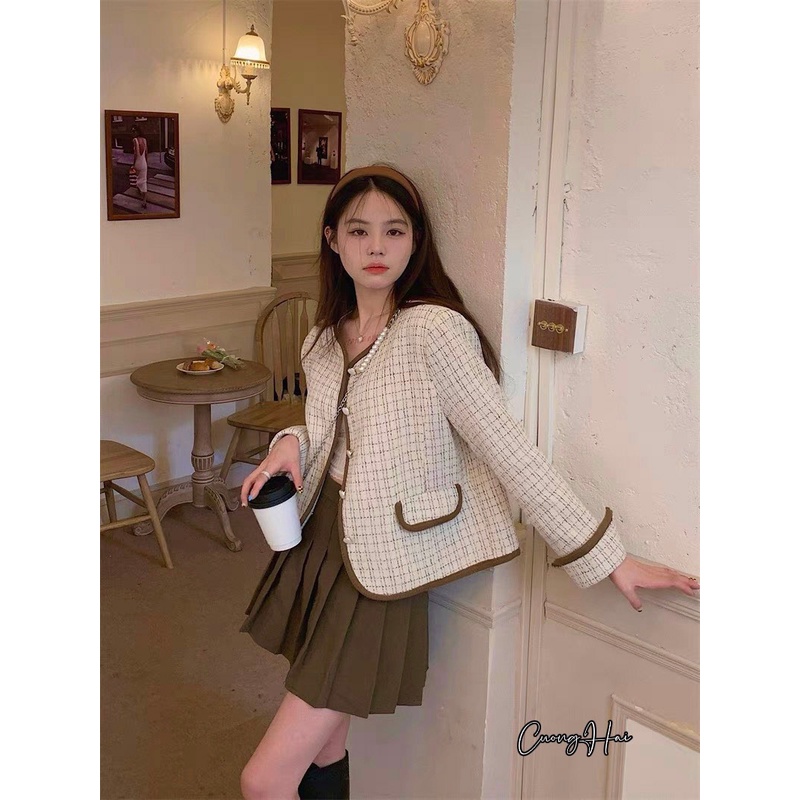 Set Dạ Tweed Kim Sa 2 Lớp, Bộ Áo Dạ Tweed Kèm Chân Váy tennis | BigBuy360 - bigbuy360.vn