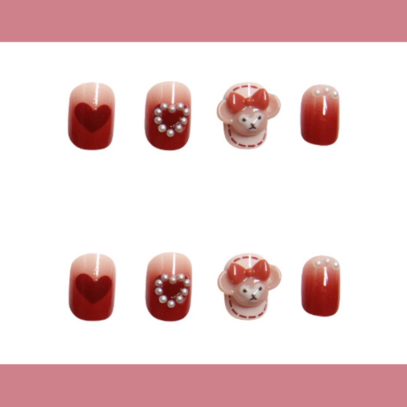 Set 24 Móng Tay Giả Thắt Nơ Xinh Xắn Cho Nữ