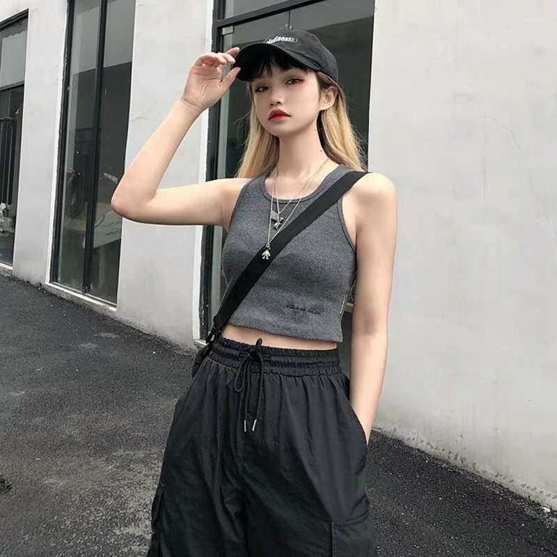 Áo ba lỗ chữ thêu⚡️FREESHIP EXTRA⚡️áo cotton mát rượi