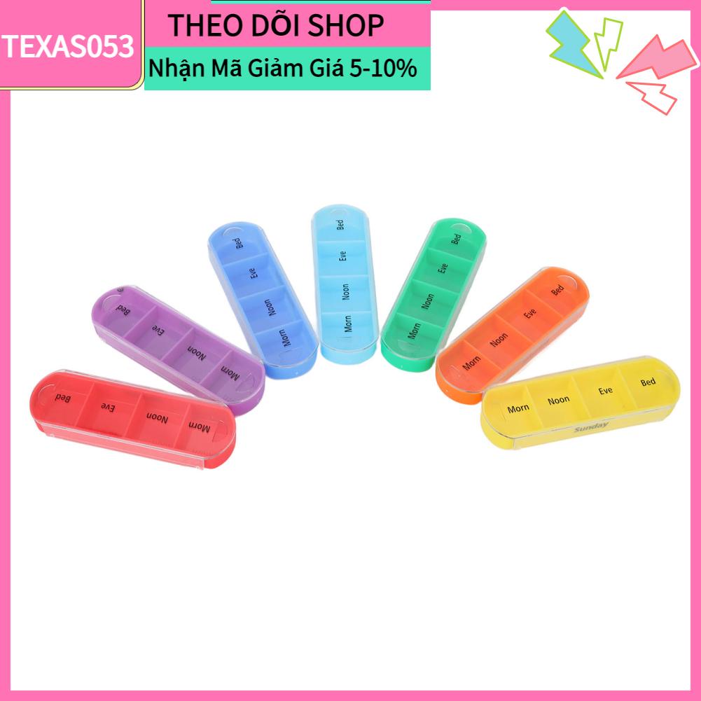 Texas053 Hộp thuốc 7 cái màu Di động 28 dạng lưới Máy phân phối có túi lưu trữ
