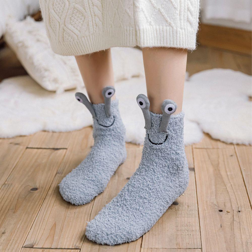 MXGOODS Vớ Ngủ Dày Chống Trượt Hình Đôi Mắt Hoạt Hình Đáng Yêu Cho Nữ